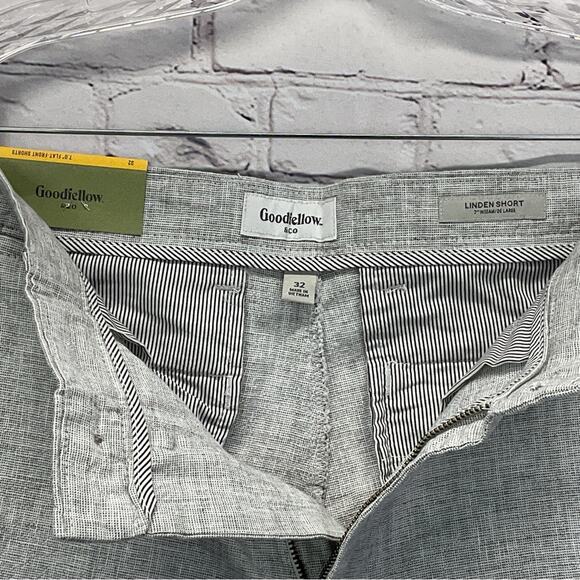 Goodfellow & Co Linden Flat Front Shorts Men’s Sz 32 Gray Athleisure Linen Blend - Picture 6 of 8